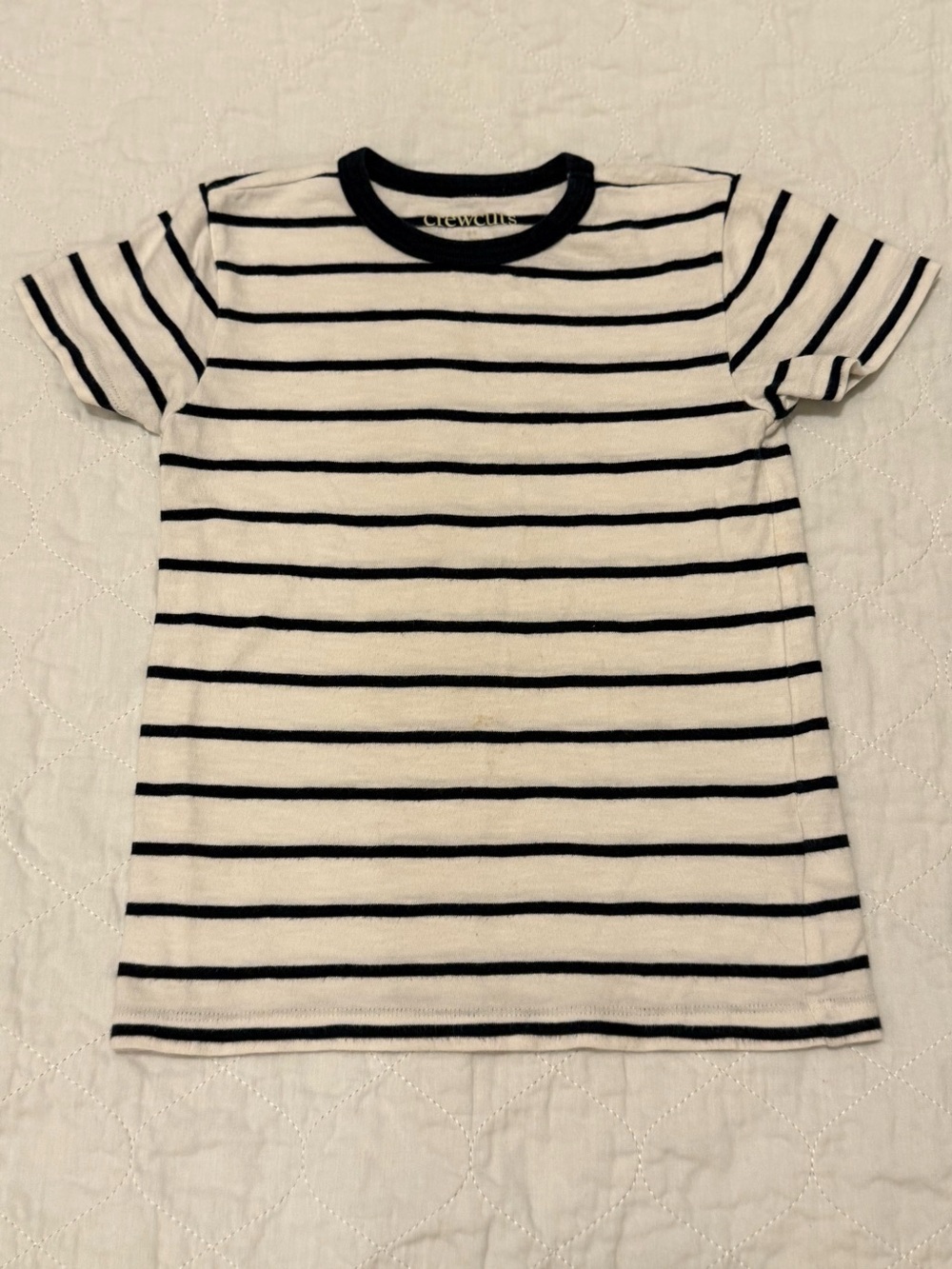 Crewcuts White Tee with Black Stripes - Short Sleeve